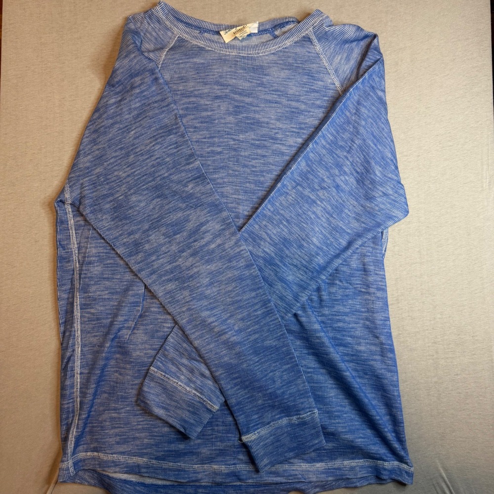 Tommy Bahama Mens Reversible Long Sleeve T-Shirt Blue Space Dye Cotton Small